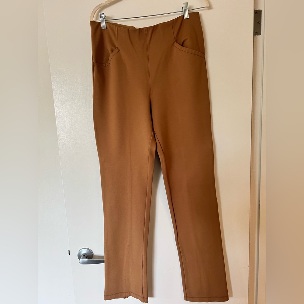 Anthropologie Maeve Slim High-Waist Pants in Camel Brown Medium Tall